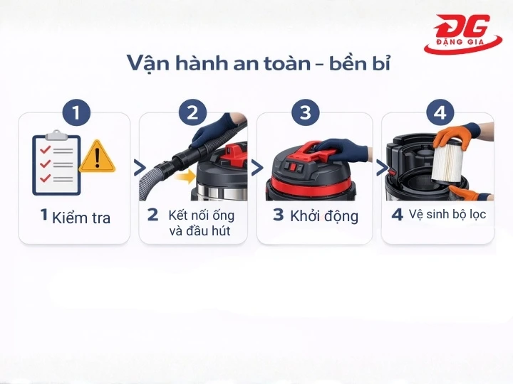 Hướng dẫn vận hành máy hút bụi TopClean TC 80-3 an toàn