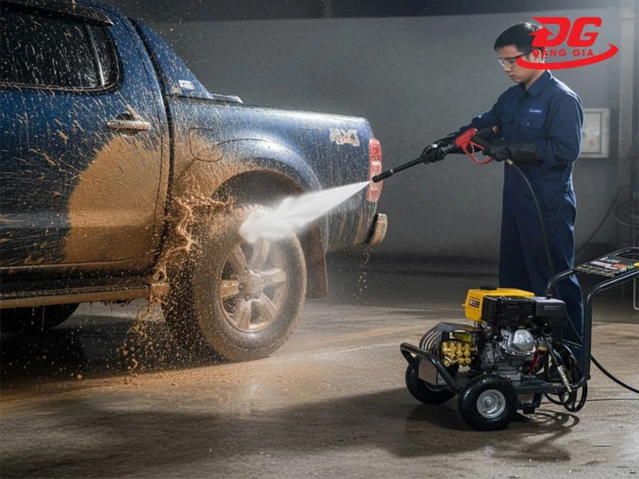 Máy rửa xe chạy bằng xăng Lutian 15G32-9A xịt rửa hiệu quả