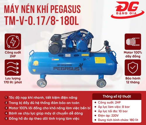 Máy nén khí Pegasus TM-V-0.17/8-180L 2