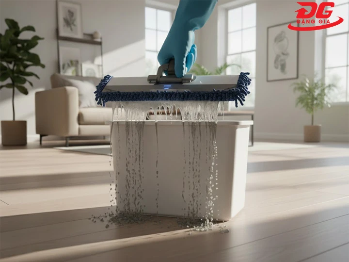 Vắt sạch nước trước khi lau sàn