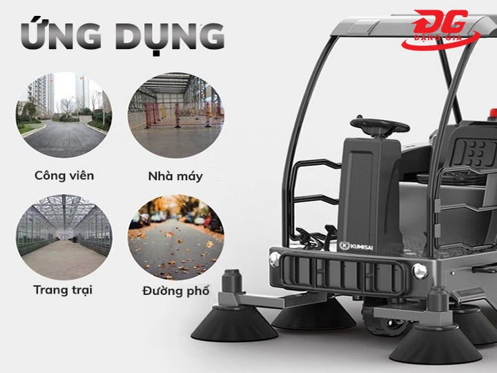Ứng dụng đa dạng của xe quét rác ngồi lái Kumisai KMS-S8