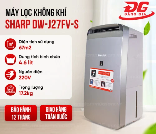Máy lọc không khí và hút ẩm Sharp DW-J27FV-S 2