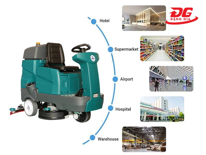 ứng dụng máy chà sàn ngồi lái Kumisai KMS D9F