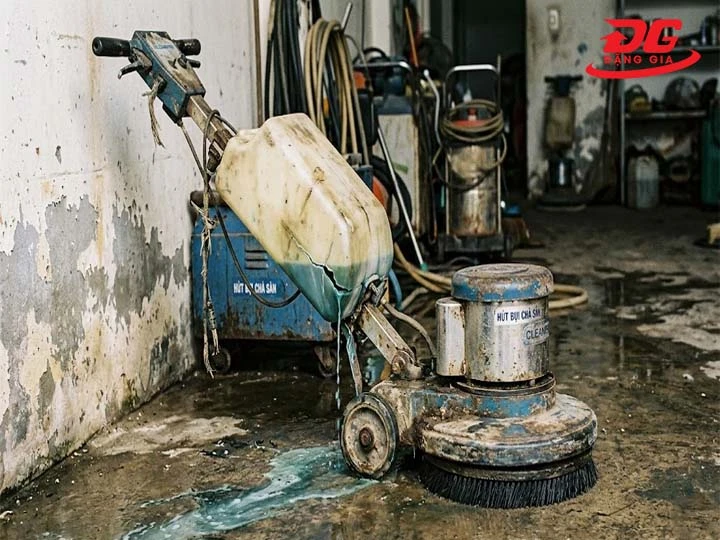 Bình đựng hóa chất máy chà sàn bị nứt
