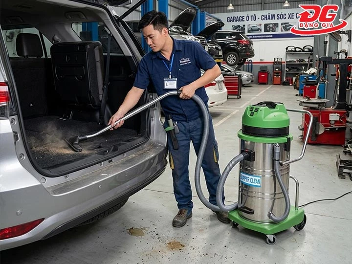 Ứng dụng máy hút bụi Supper Clean AC803 tại garage oto