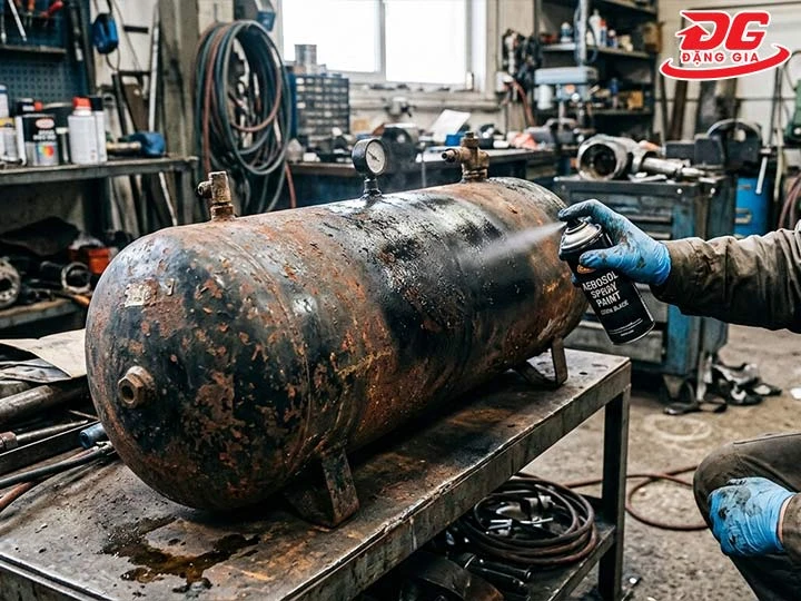sơn chống rỉ sét trên bình chứa khí nén cũ