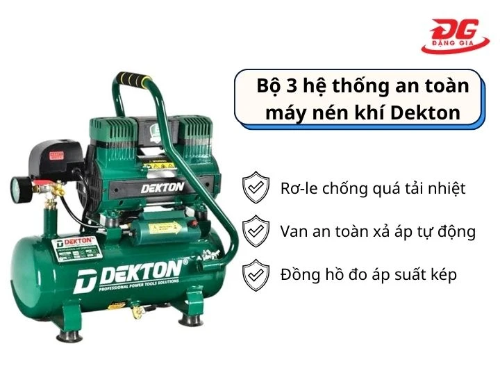 Máy nén khí Dekton đảm bảo an toàn cho người dùng