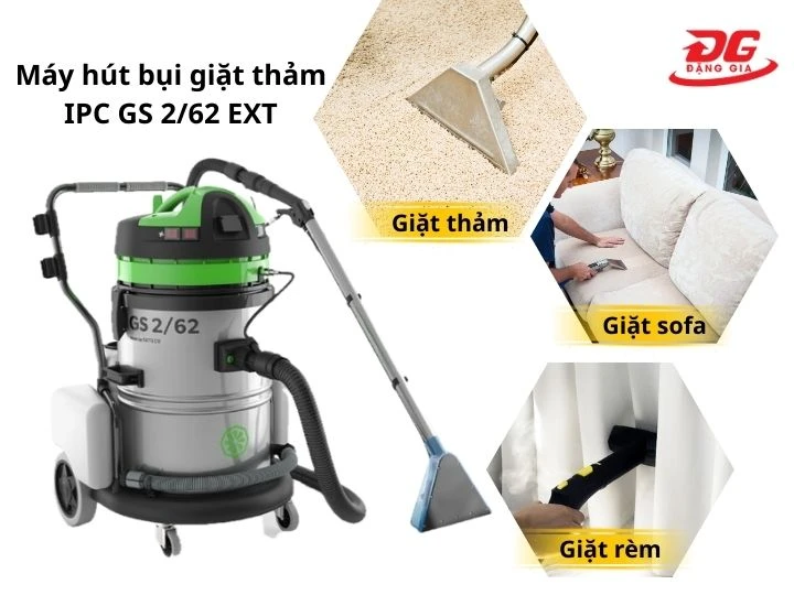 Máy hút bụi giặt thảm IPC GS 2/62 EXT được ứng dụng trong giặt thảm, giặt sofa và vệ sinh rèm cửa