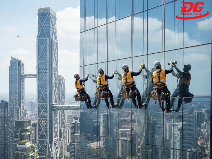 lau kính nhà cao tầng bên ngoài