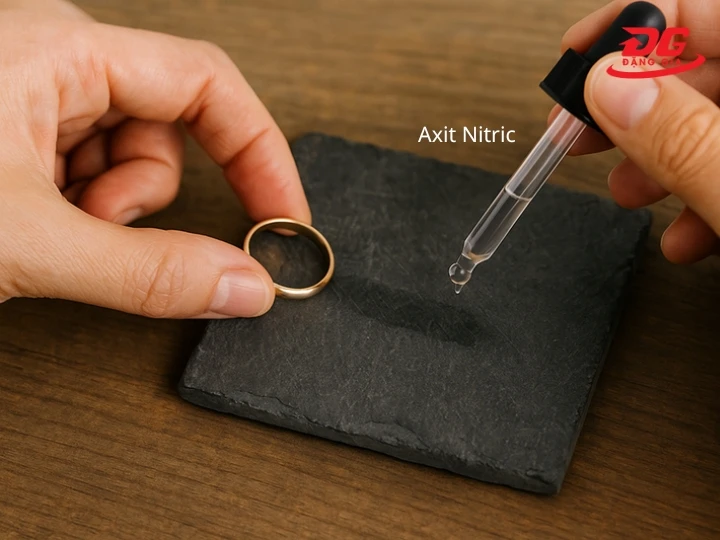 Dùng axit nitric để xác định vàng thật và đồng