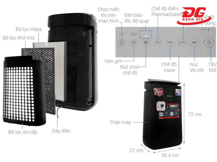 Máy lọc không khí Sharp FP-J80EV-H 3