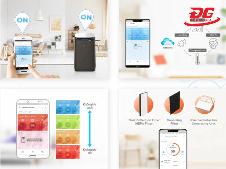 máy lọc không khí Sharp FP-J80EV-H kết nối wiffi