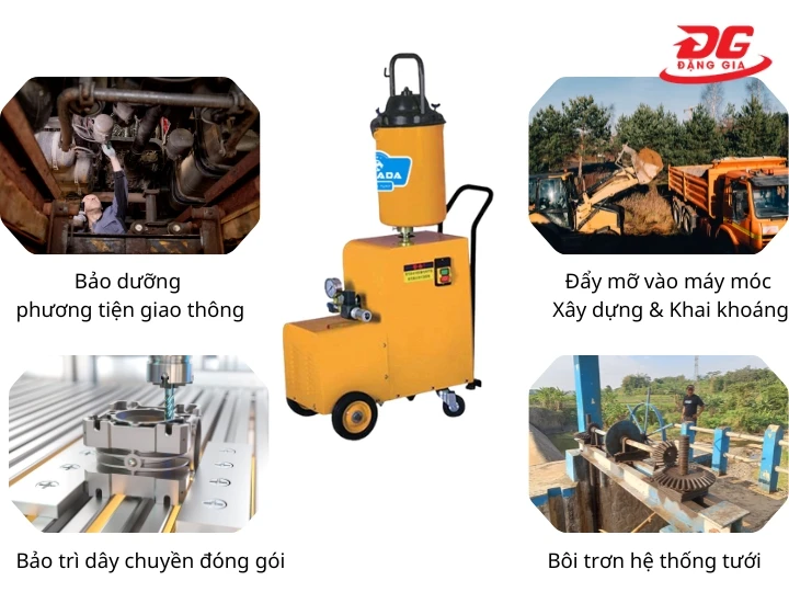 Ứng dụng của máy bơm mỡ Palada PD-D1 khá rộng rãi trong nhiều lĩnh vực