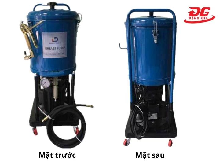 Mặt trước và mặt sau của máy bơm mỡ điện Kocu 40l K6040