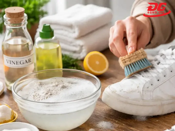 Cách làm sạch giày da trắng bằng giấm