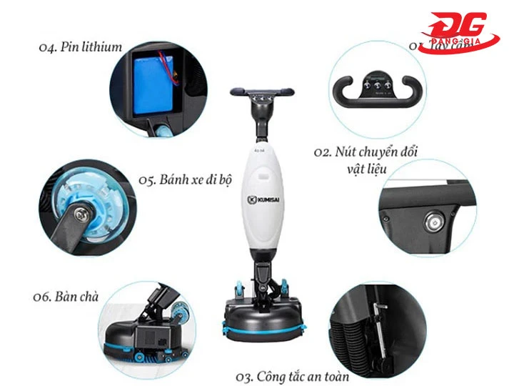 Cấu tạo máy chà sàn liên hợp mini Kumisai KMS-180