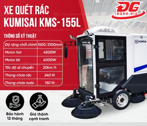 Xe quét rác ngồi lái Kumisai KMS - 155L 2