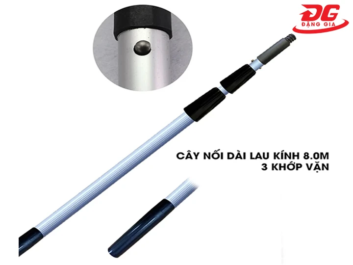 cây nối dài lau kính 8.0m, 3 khớp vặn