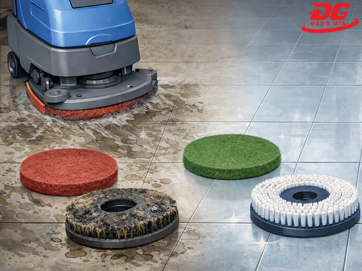 bàn chải máy chà sàn bị mòn