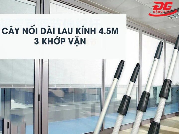 cây nối dài lau kính 4.5m, 3 khớp vặn