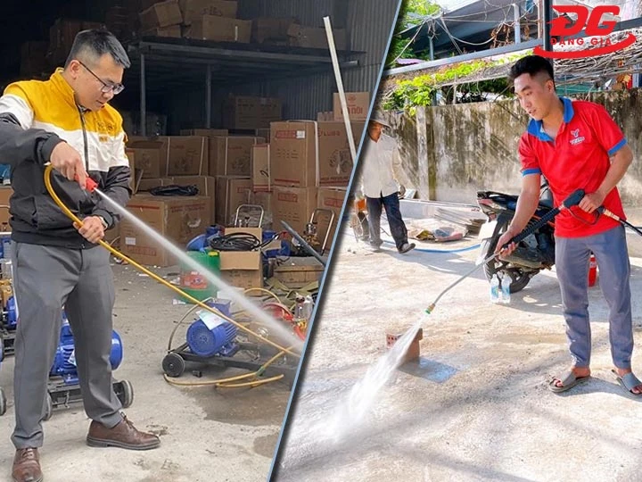 Áp lực phun máy rửa xe dây đai và máy rửa xe cao áp