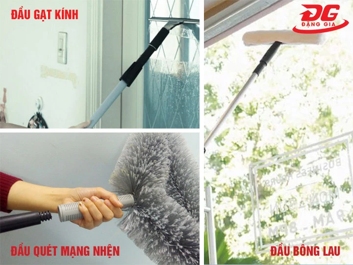 cây nối dài lau kính 3.6m, 2 khớp vặn đa dụng