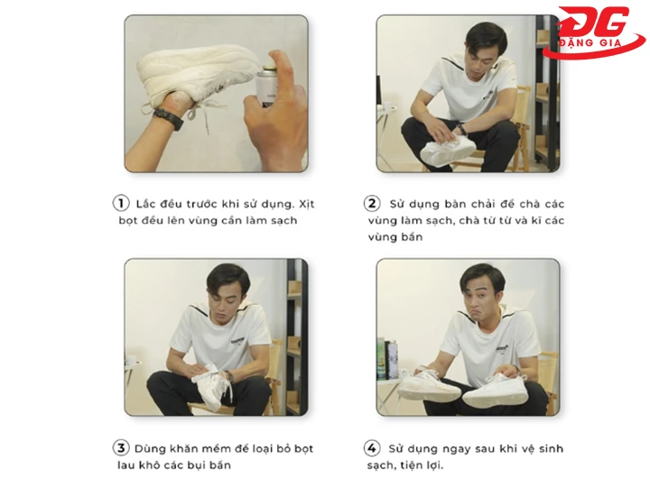 Hướng dẫn sử dụng chai xịt vệ sinh giày sneaker 