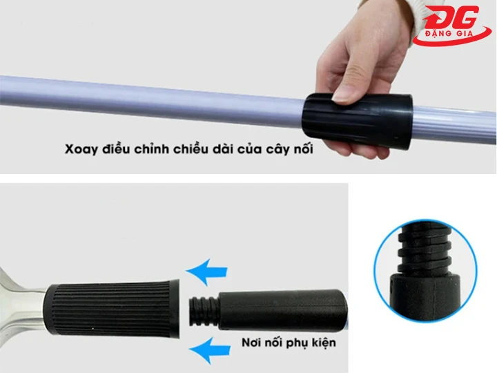 hướng dẫn sử dụng cây nối dài lau kính 3.6m, 3 khớp vặn