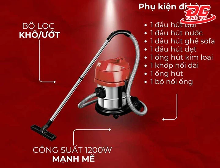 Máy hút bụi công suất 1200w DCK KVC15 (15L)