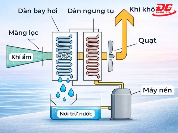 Nguyên lý máy hút ẩm Fujie HM-6480EB