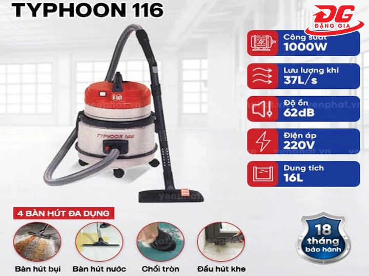 Vệ sinh Máy hút bụi hút nước Typhoon 116