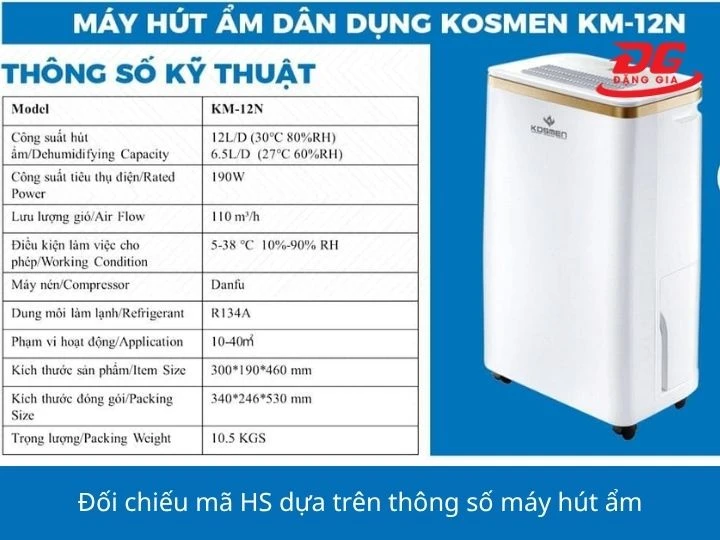Đối chiếu mã hs code dựa trên thông số máy hút ẩm