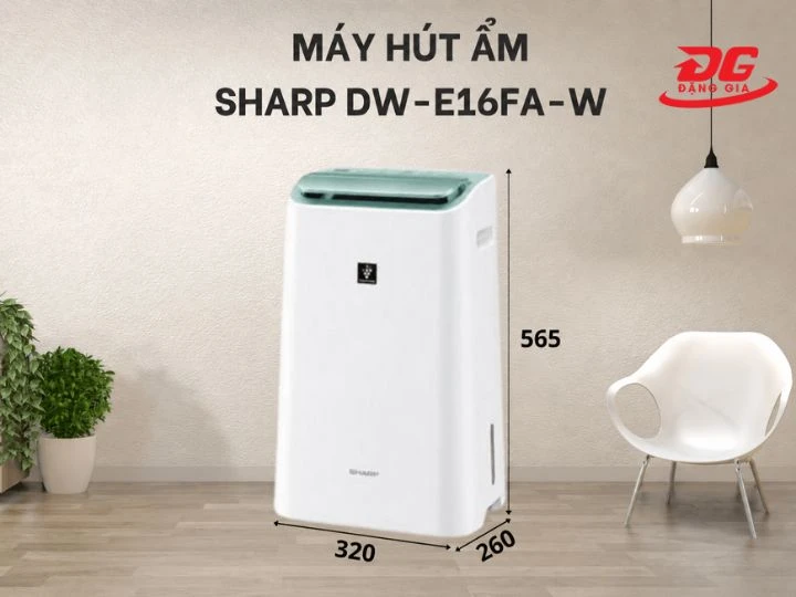Máy hút ẩm gia đinhSharp DW-E16FA-W với độ cảm biến tốt