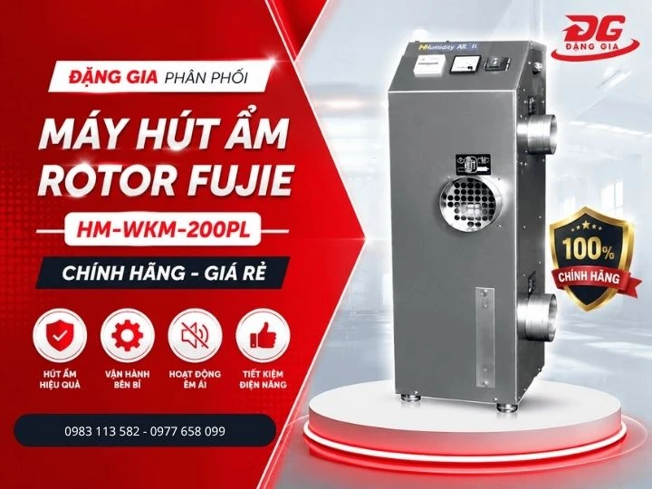 Máy hút ẩm rotor Fujie HM-WKM-200PL chính hãng tại đặng gia