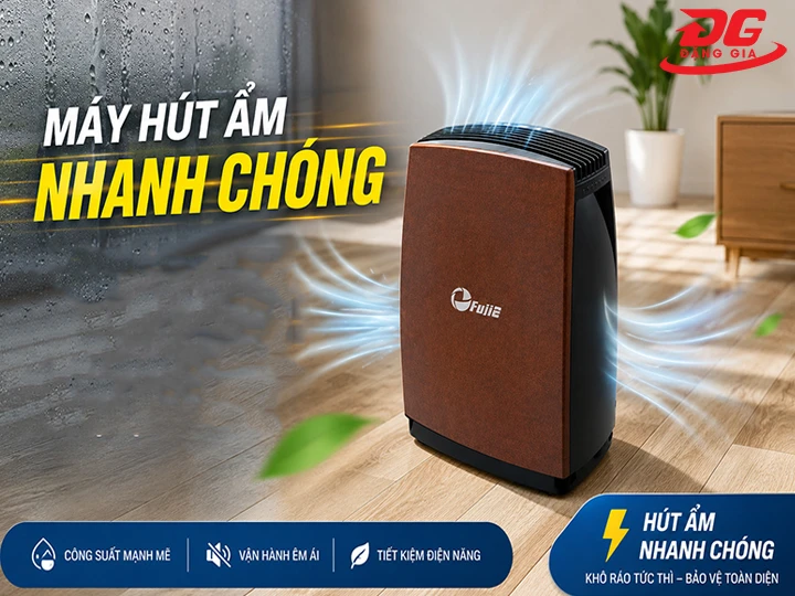 Máy hút ẩm dân dụng Fujie HM-PD20 đánh bay mùa nồm ẩm