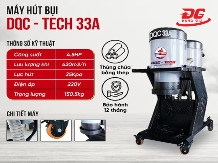 Sức mạnh của máy hút bụi công nghiệp DQC - Tech 33A