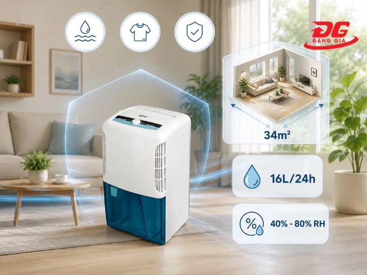 FujiE HM-616EB sỡ hữu công suất hút ẩm 16 lít/ngày