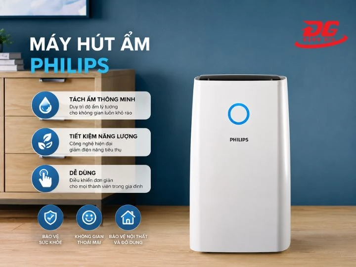máy hút ẩm Philips tách ẩm thông minh, tiết kiệm năng lượng và dễ dùng