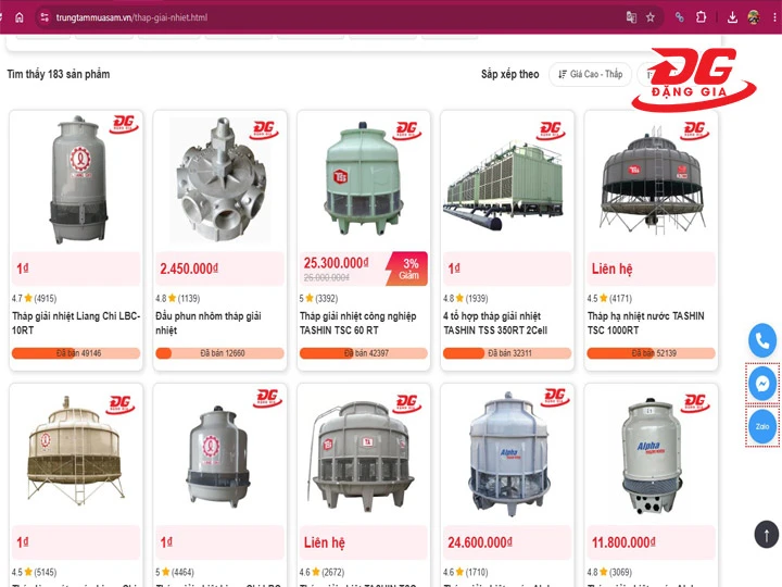 Mua tháp giải nhiệt Chiller chính hãng tại Đặng Gia