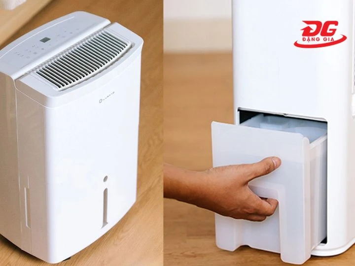 Hơi nước được tích tụ trong bình của máy hút hơi ẩm
