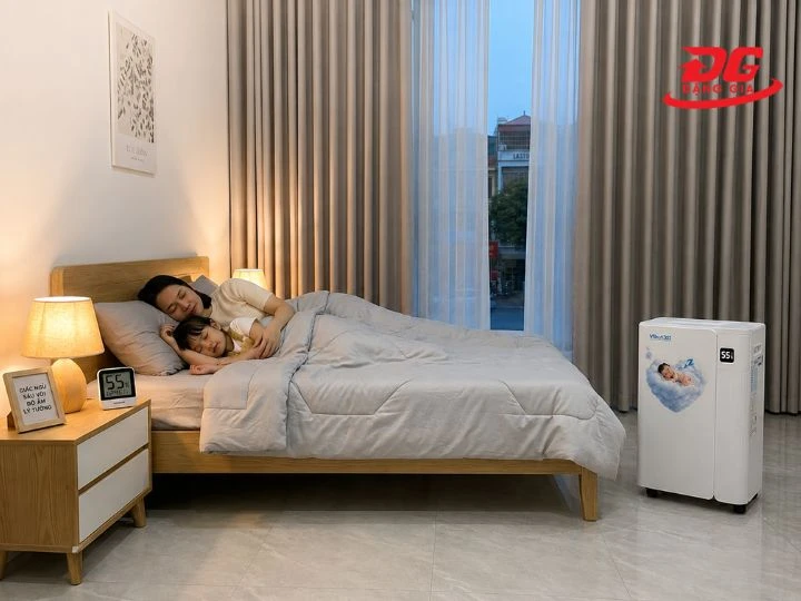 độ ẩm lý tưởng cho phòng ngủ là 40-60%