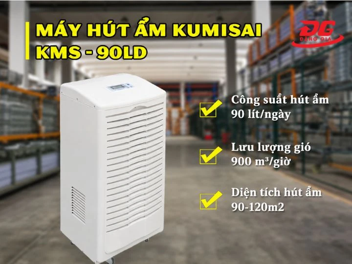 Kumisai KMS-90LD với công suất hút ẩm mạnh mẽ