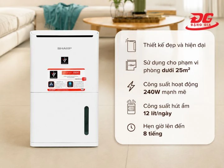 Sharp DW-D12A-W giúp không gian luôn sạch thoáng