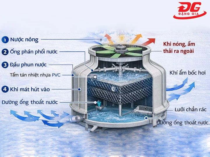 tháp giải nhiệt Hà Nội hở