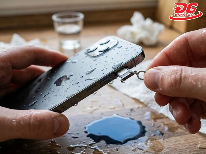 tháo SIM khi điện thoại vào nước