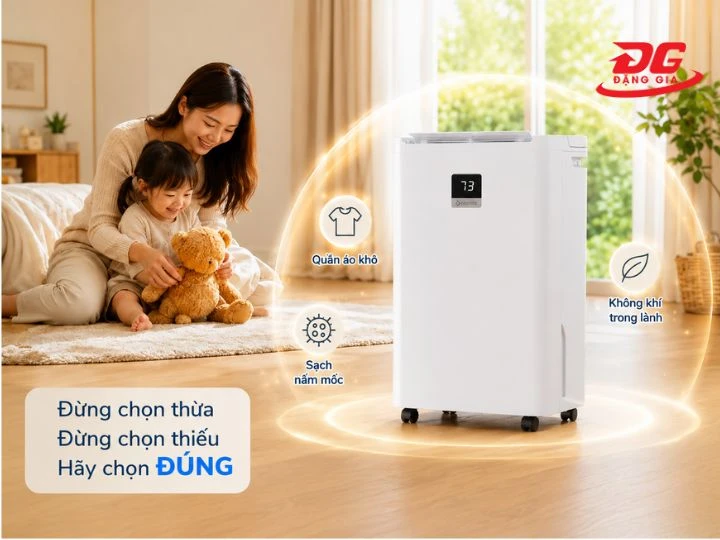 chọn công suất phù hợp với diện tích sử dụng
