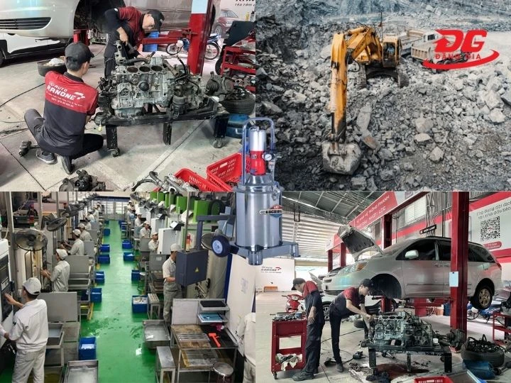 Máy bơm mỡ khí nén Kocu US-8 được ứng dụng ở nhiều lĩnh vực