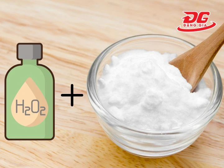 Xử lý vết ố vàng trên giày bằng baking soda với oxy già