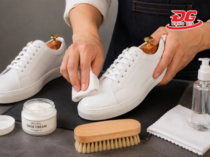 Hướng dẫn cách đánh xi giày da trắng