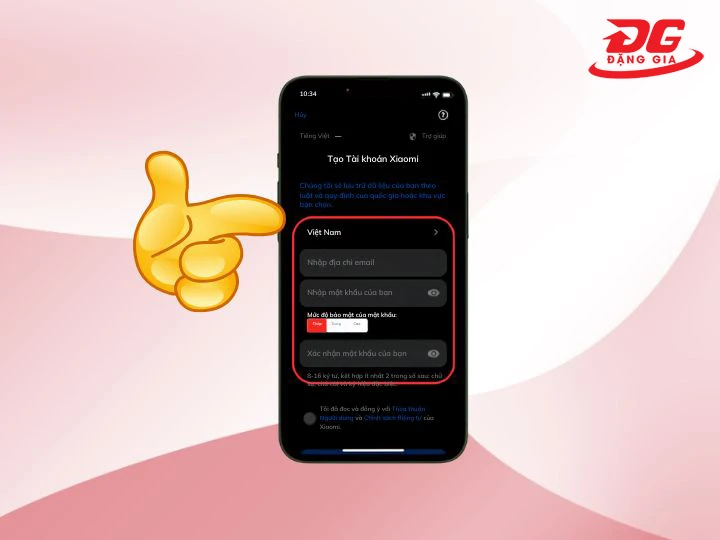 Kết nối máy hút ẩm Xiaomi: tạo tài khoản